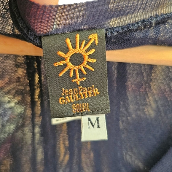 Jean Paul Gaultier Dress Vintage 90s Navy Blue V-Neck Layered Mesh Y2K Medium - Picture 13 of 14